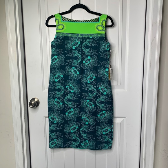 Chiara Boni Floral Print green Sheath Dress Sleeveless Made in Italy Size‎ 40 - Picture 4 of 8